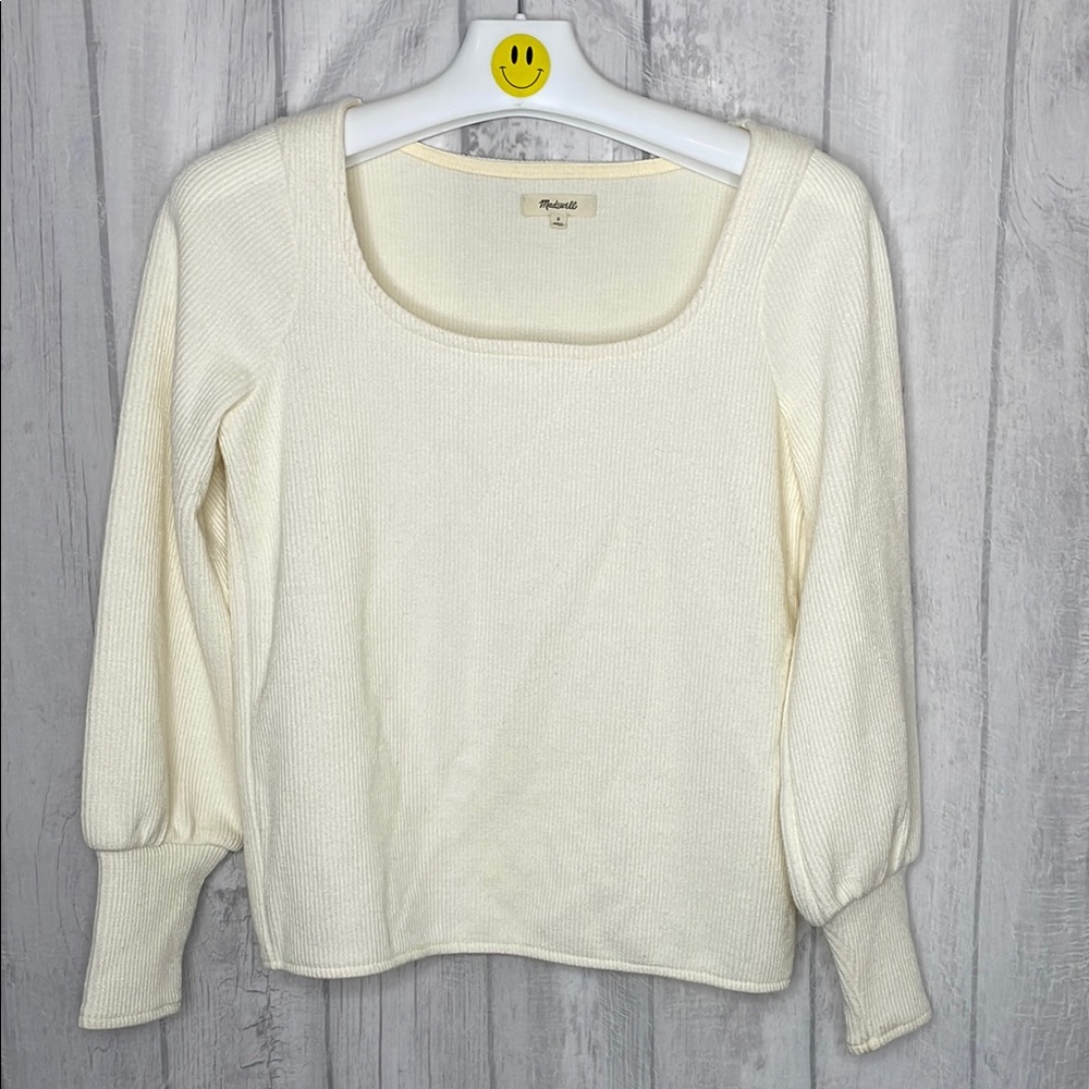 Madewell Cream Long Sleeve Knit Top/sweater.